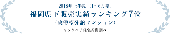 2012年年間(1~12月)
福岡県年間販売ランキング6位
福岡地区年間販売ランキング10位